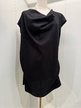 Basler Black Draped Knit Tunic Top